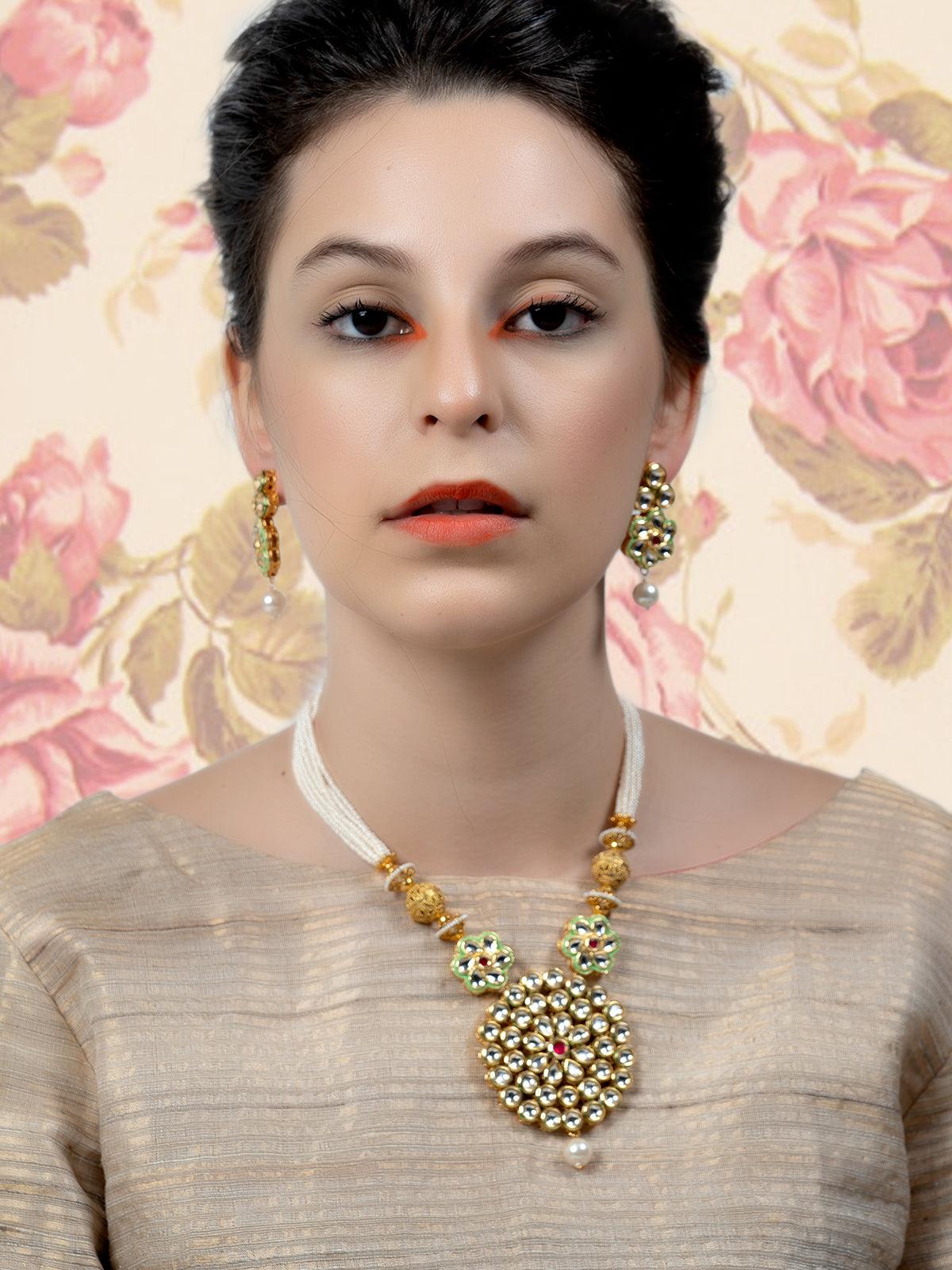Customary Pearl Necklace Set - Rajwada