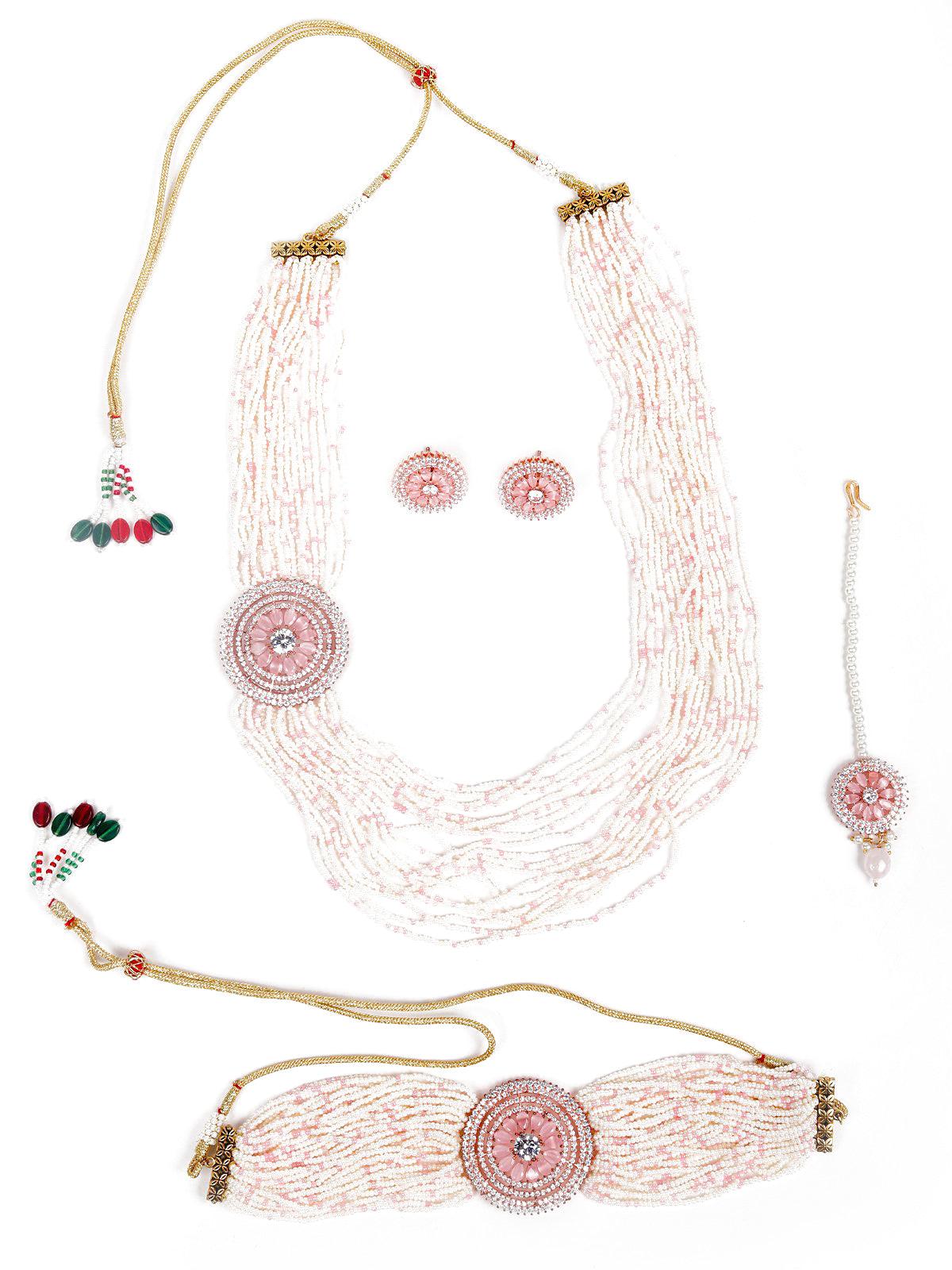 Cute Baby Pink Necklace Set - Rajwada