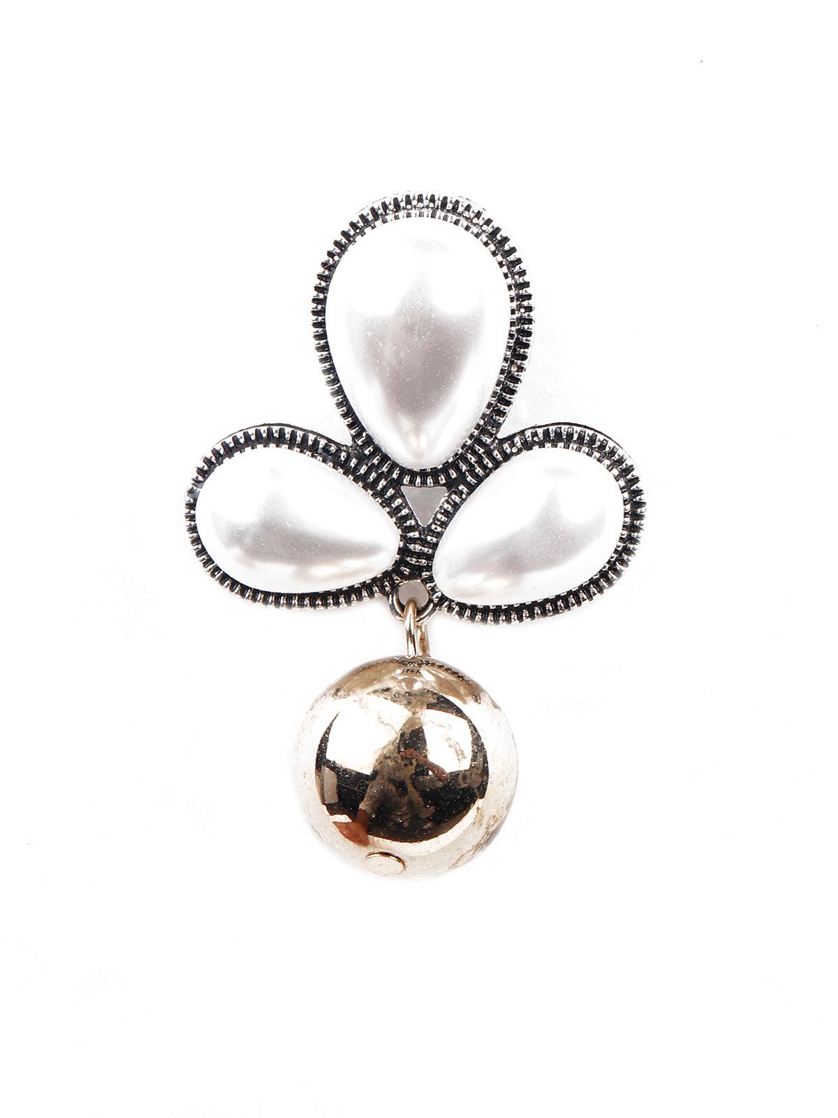 Cute gorgeous gold and white statement earrings - Rajwada