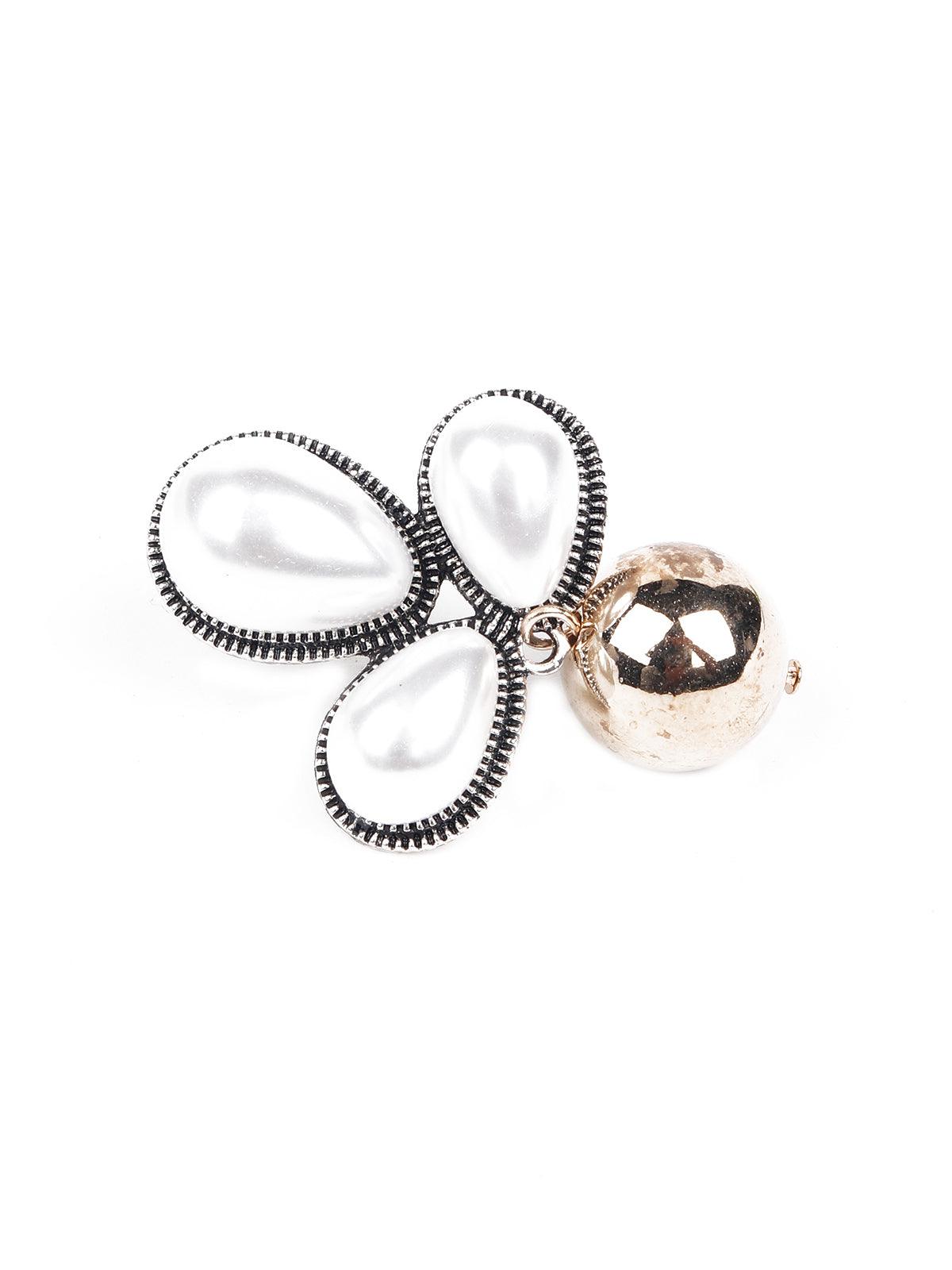 Cute gorgeous gold and white statement earrings - Rajwada