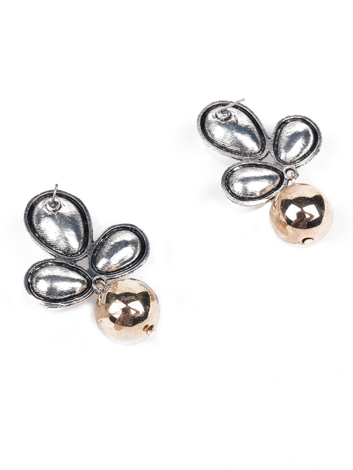 Cute gorgeous gold and white statement earrings - Rajwada