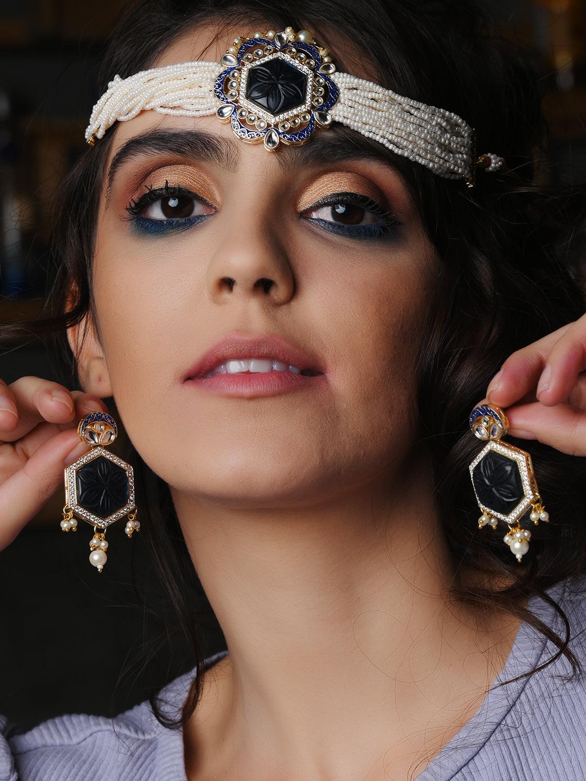 Dark Blue Choker Necklace - Rajwada