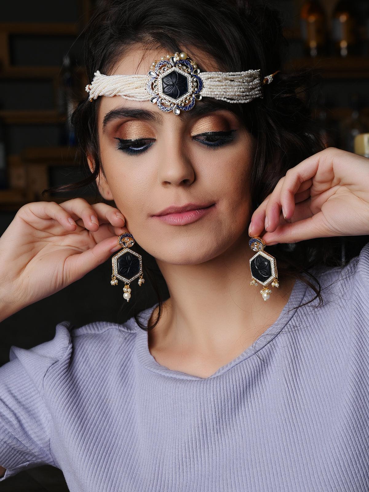 Dark Blue Choker Necklace - Rajwada