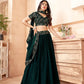 Dark Green Faux Georgette Lehenga Set - Rajwada