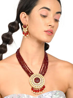 Deep Maroon exquisite necklace set - Rajwada