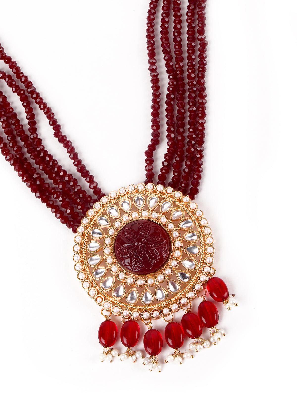 Deep Maroon exquisite necklace set - Rajwada