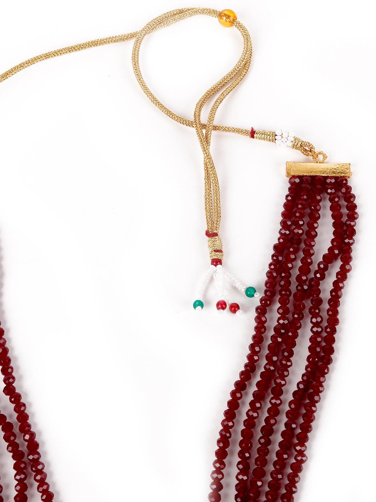 Deep Maroon exquisite necklace set - Rajwada