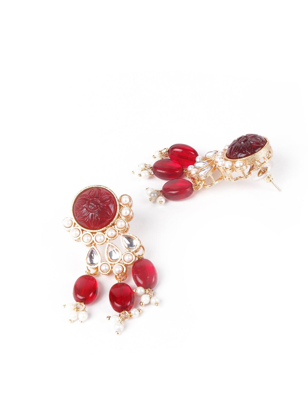 Deep Maroon exquisite necklace set - Rajwada