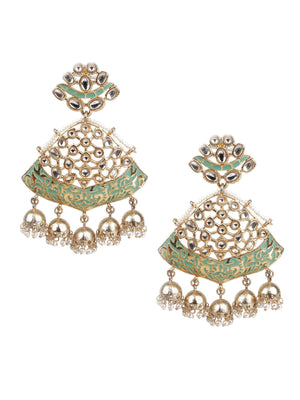 DELICATE GREEN MEENAKARI EARRINGS - Rajwada
