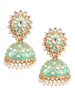 DELICATE GREEN MEENAKARI EARRINGS - Rajwada