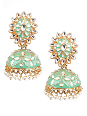 DELICATE GREEN MEENAKARI EARRINGS - Rajwada