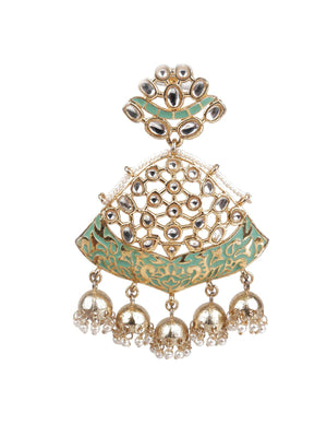 DELICATE GREEN MEENAKARI EARRINGS - Rajwada