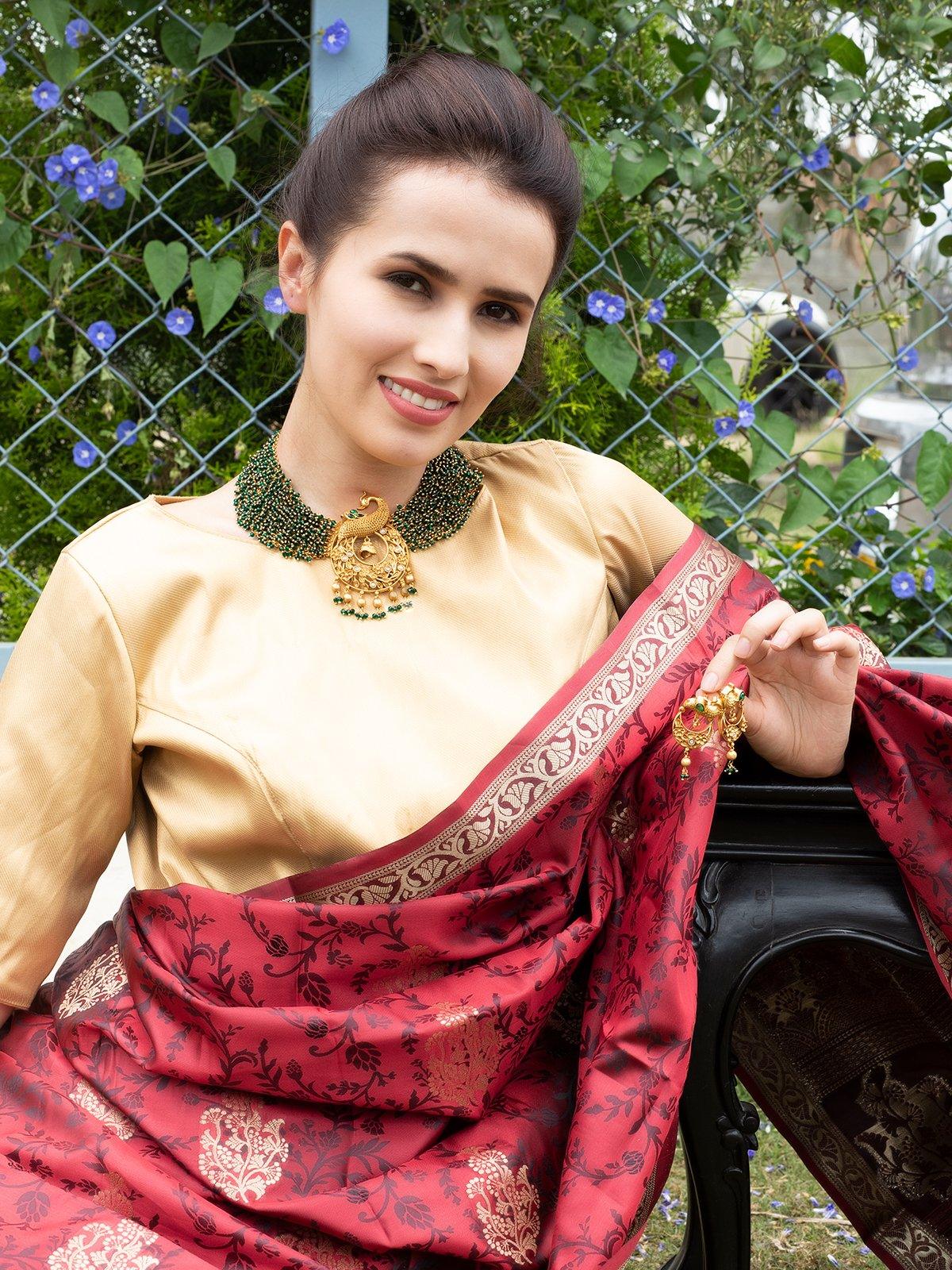 Delicate Traditional Peacock Necklace Set - Rajwada