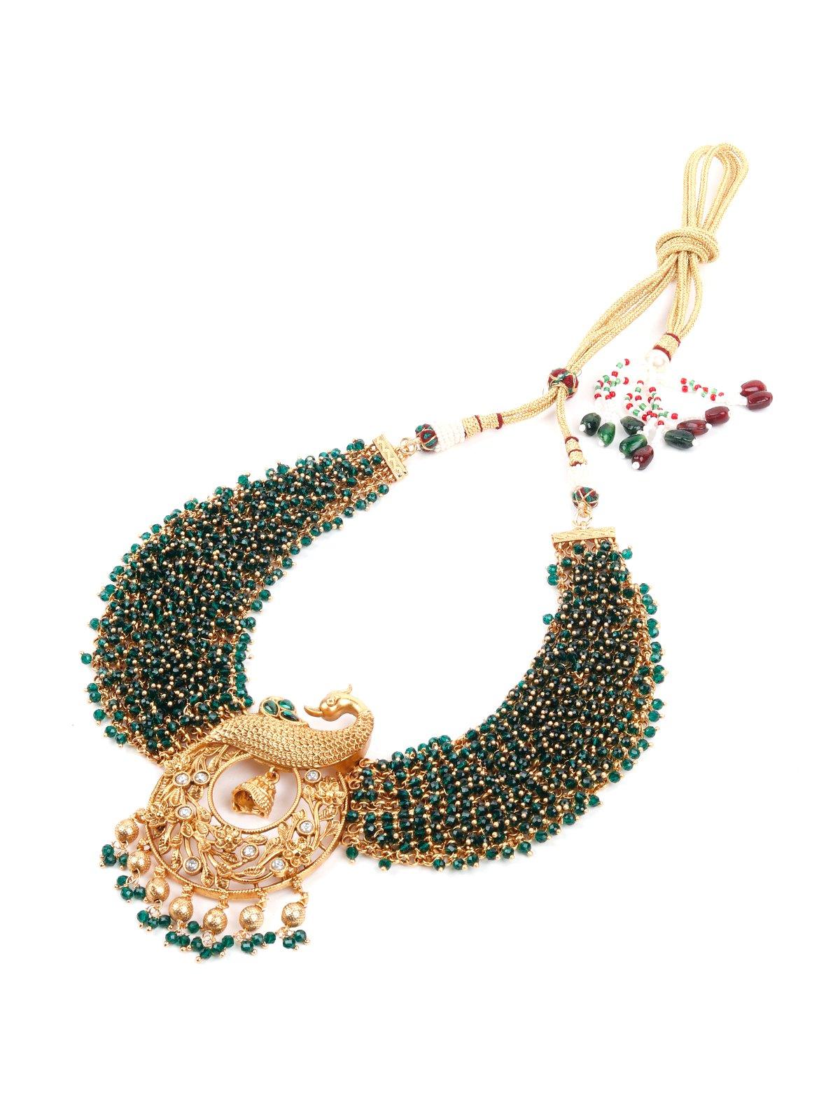Delicate Traditional Peacock Necklace Set - Rajwada