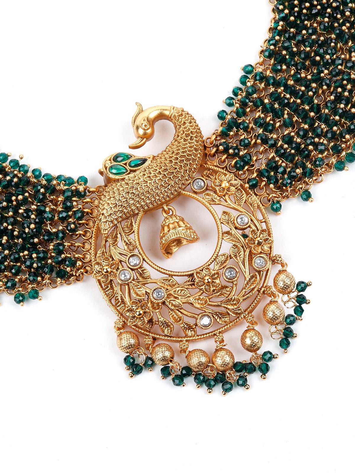 Delicate Traditional Peacock Necklace Set - Rajwada