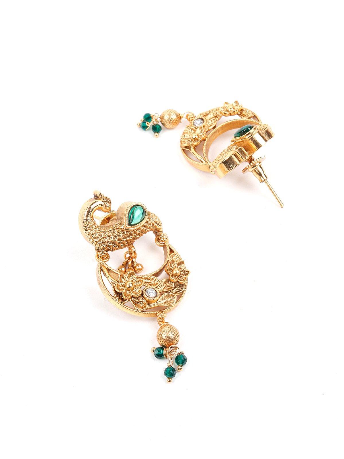 Delicate Traditional Peacock Necklace Set - Rajwada