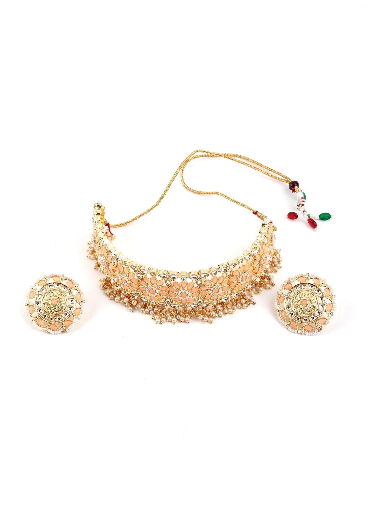 Delight Gold Choker Set - Rajwada