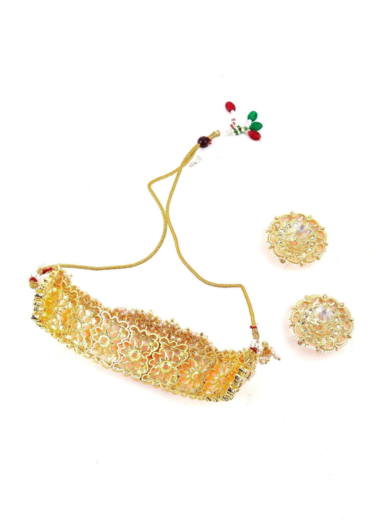 Delight Gold Choker Set - Rajwada