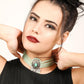 Delightful Aqua Green Crystal Choker Necklace Set - Rajwada
