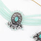 Delightful Aqua Green Crystal Choker Necklace Set - Rajwada