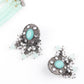 Delightful Aqua Green Crystal Choker Necklace Set - Rajwada