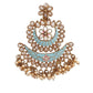 DESIGNER BLUE AND GOLD LAYERED CHANDBALI EARRINGS - Rajwada