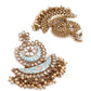 DESIGNER BLUE AND GOLD LAYERED CHANDBALI EARRINGS - Rajwada