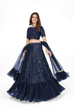 Designer Dark Blue Georgette Lehenga Choli - Rajwada