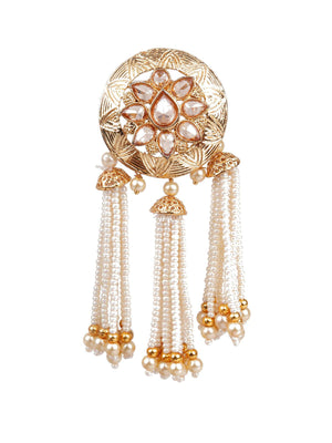 DESIGNER GOLD AND WHITE DANGLER EARRINGS - Rajwada