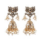 DESIGNER GOLD AND WHITE JHUMKI EARRINGS - Rajwada