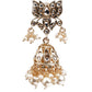 DESIGNER GOLD AND WHITE JHUMKI EARRINGS - Rajwada