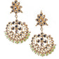 DESIGNER GREEN AND GOLD DANGLER EARRINGS AND MANGTIKA - Rajwada