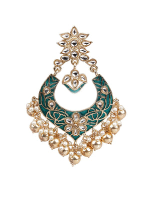 DESIGNER GREEN AND GOLD DANGLERS FOR WOMEN - Rajwada