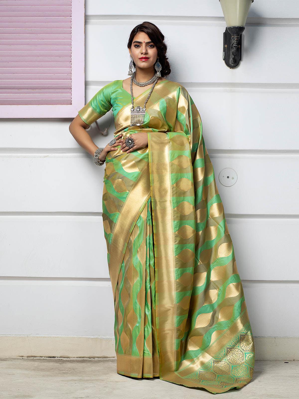 Designer Green Banarasi Silk Saree - Rajwada