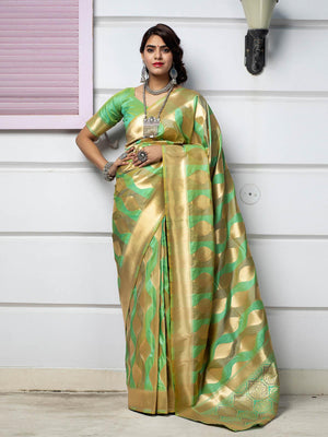 Designer Green Banarasi Silk Saree - Rajwada