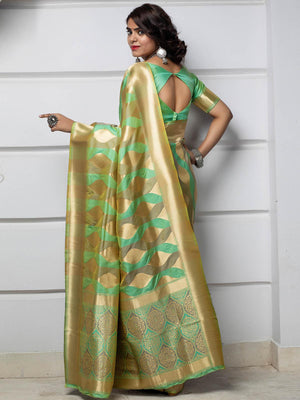 Designer Green Banarasi Silk Saree - Rajwada