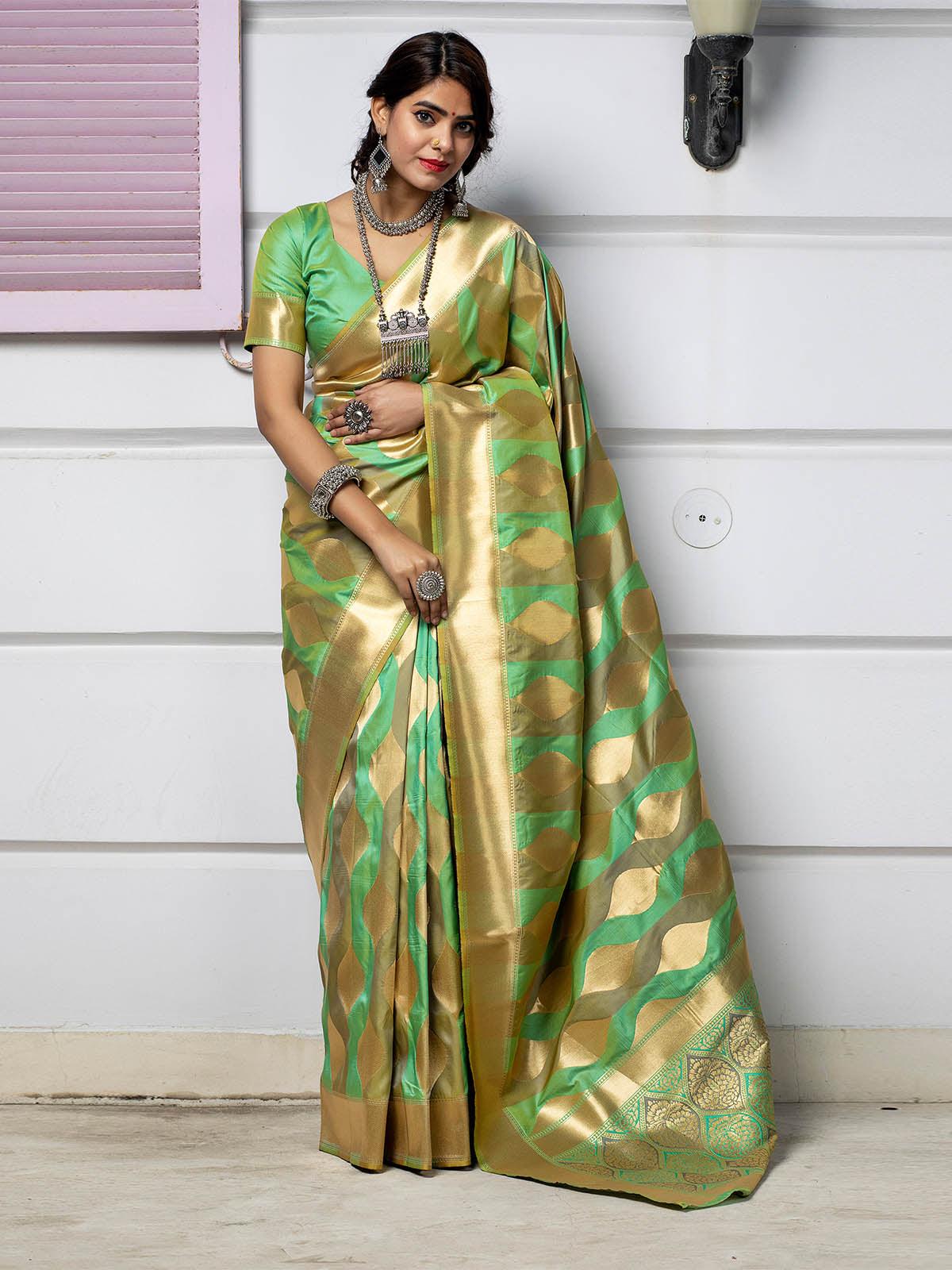 Designer Green Banarasi Silk Saree - Rajwada