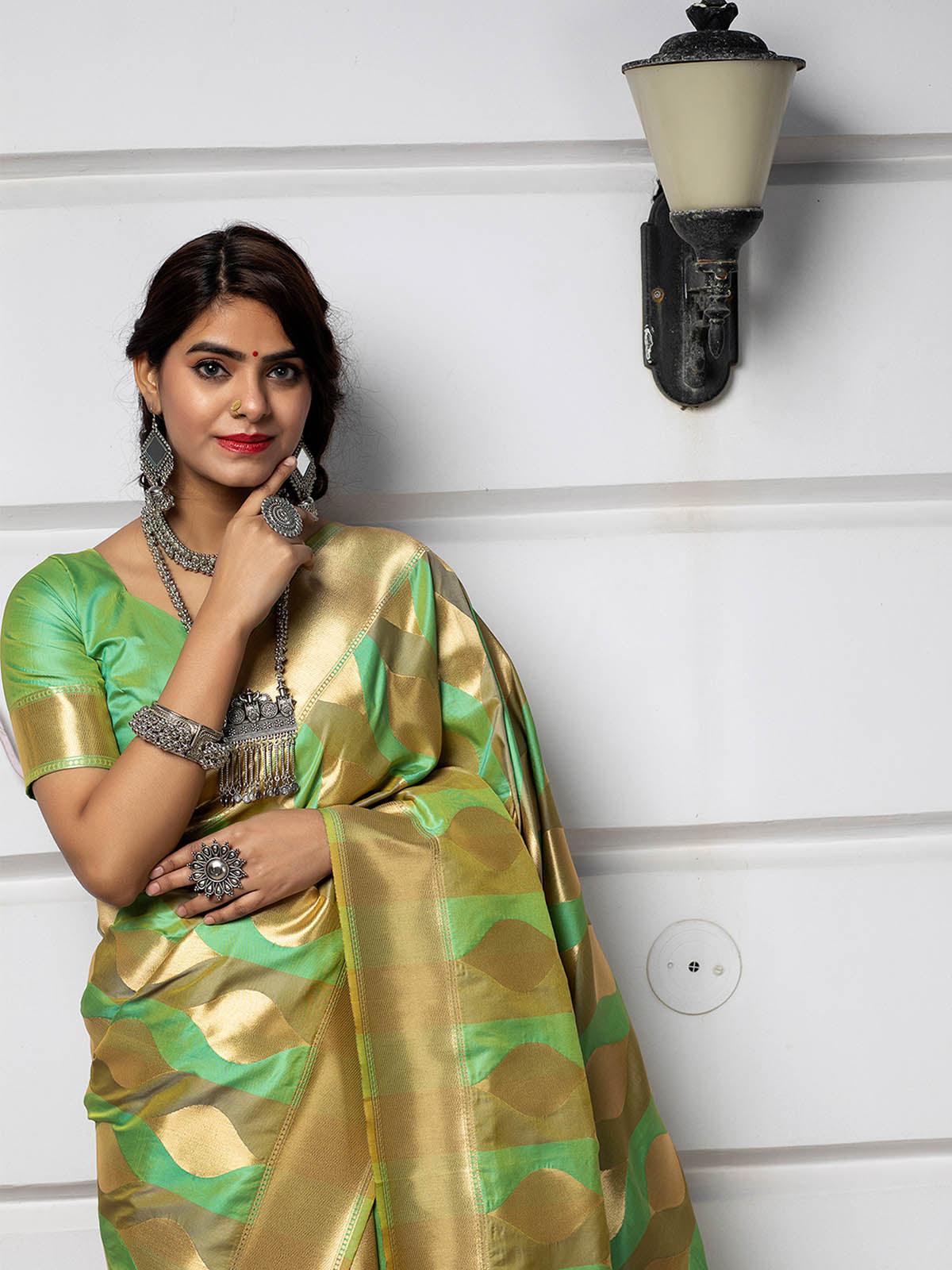 Designer Green Banarasi Silk Saree - Rajwada