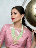DESIGNER GREEN BEADS NECKLACE SET - Rajwada