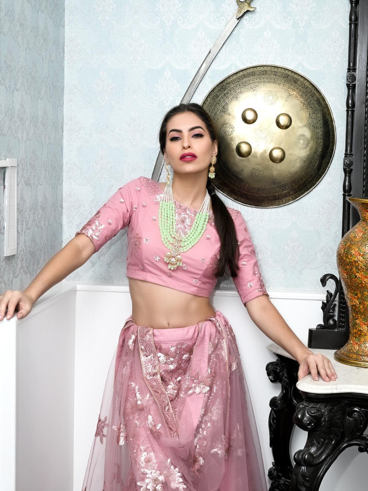 DESIGNER GREEN BEADS NECKLACE SET - Rajwada