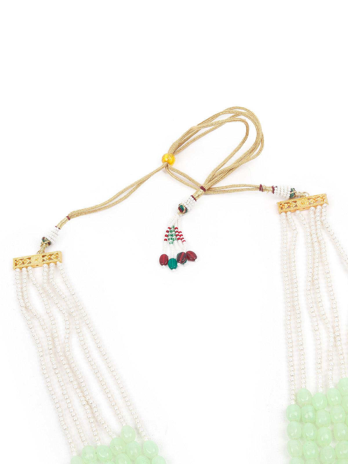 DESIGNER GREEN BEADS NECKLACE SET - Rajwada