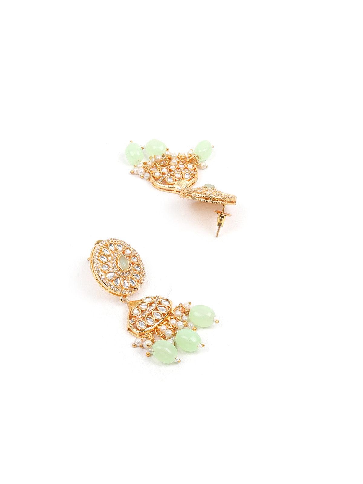 DESIGNER GREEN BEADS NECKLACE SET - Rajwada
