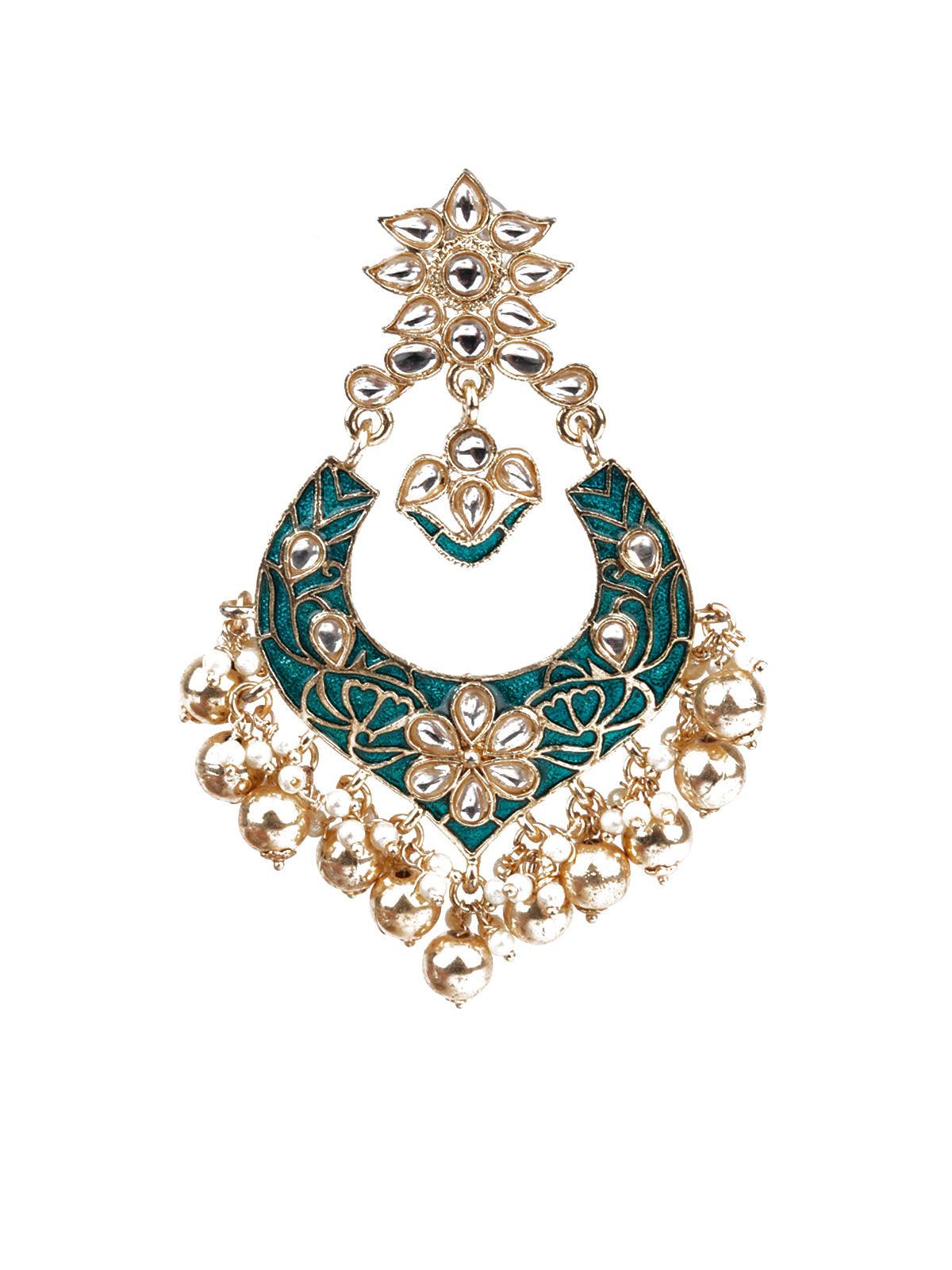DESIGNER GREEN DANGLER EARRINGS - Rajwada