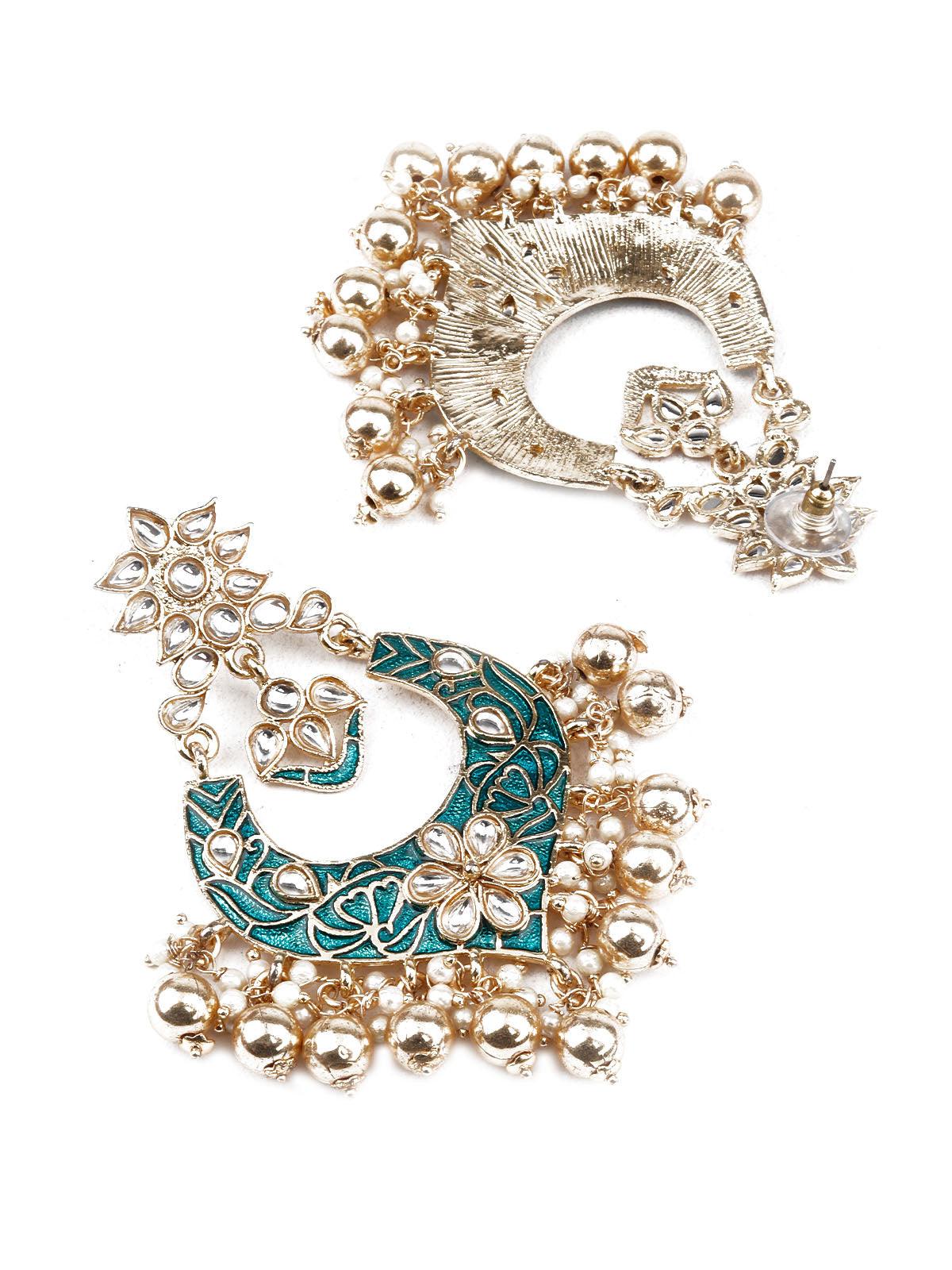 DESIGNER GREEN DANGLER EARRINGS - Rajwada