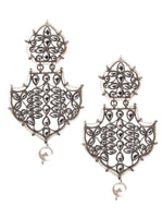 DESIGNER GREY AND WHITE DANGLER EARRINGS - Rajwada