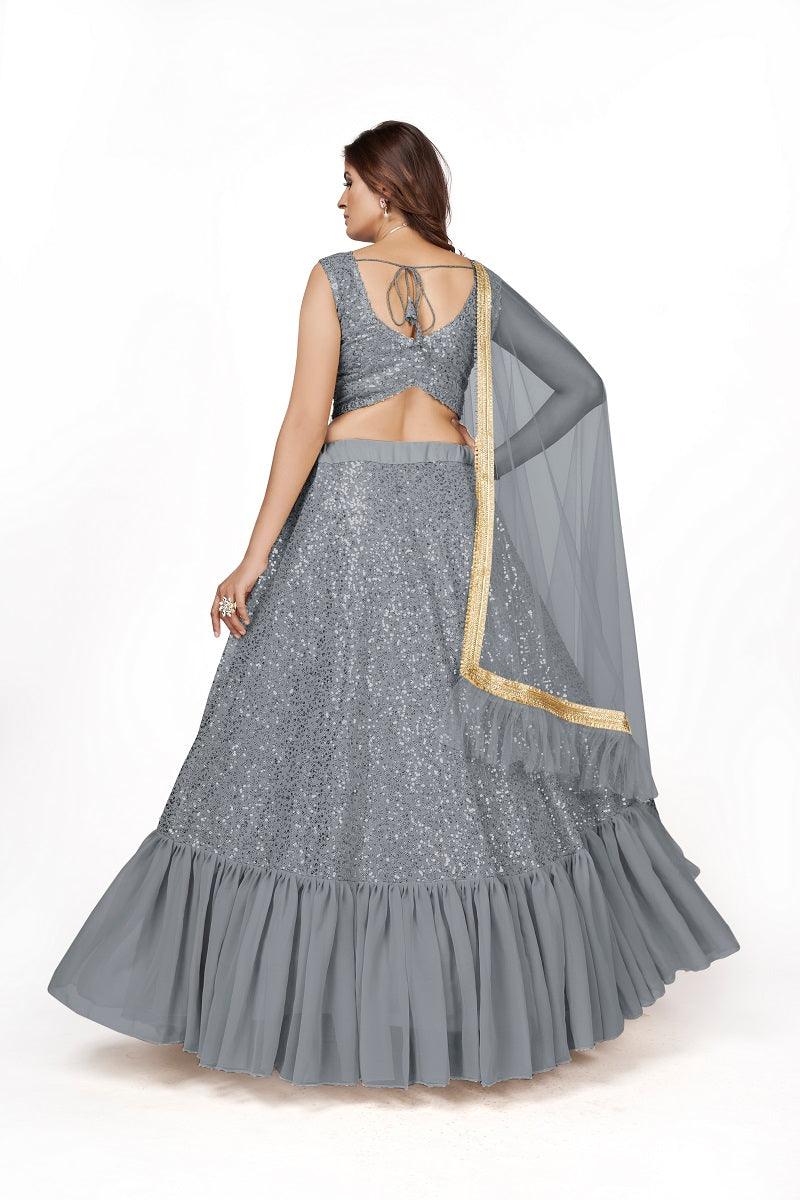 Designer Grey Georgette Lehenga Choli - Rajwada