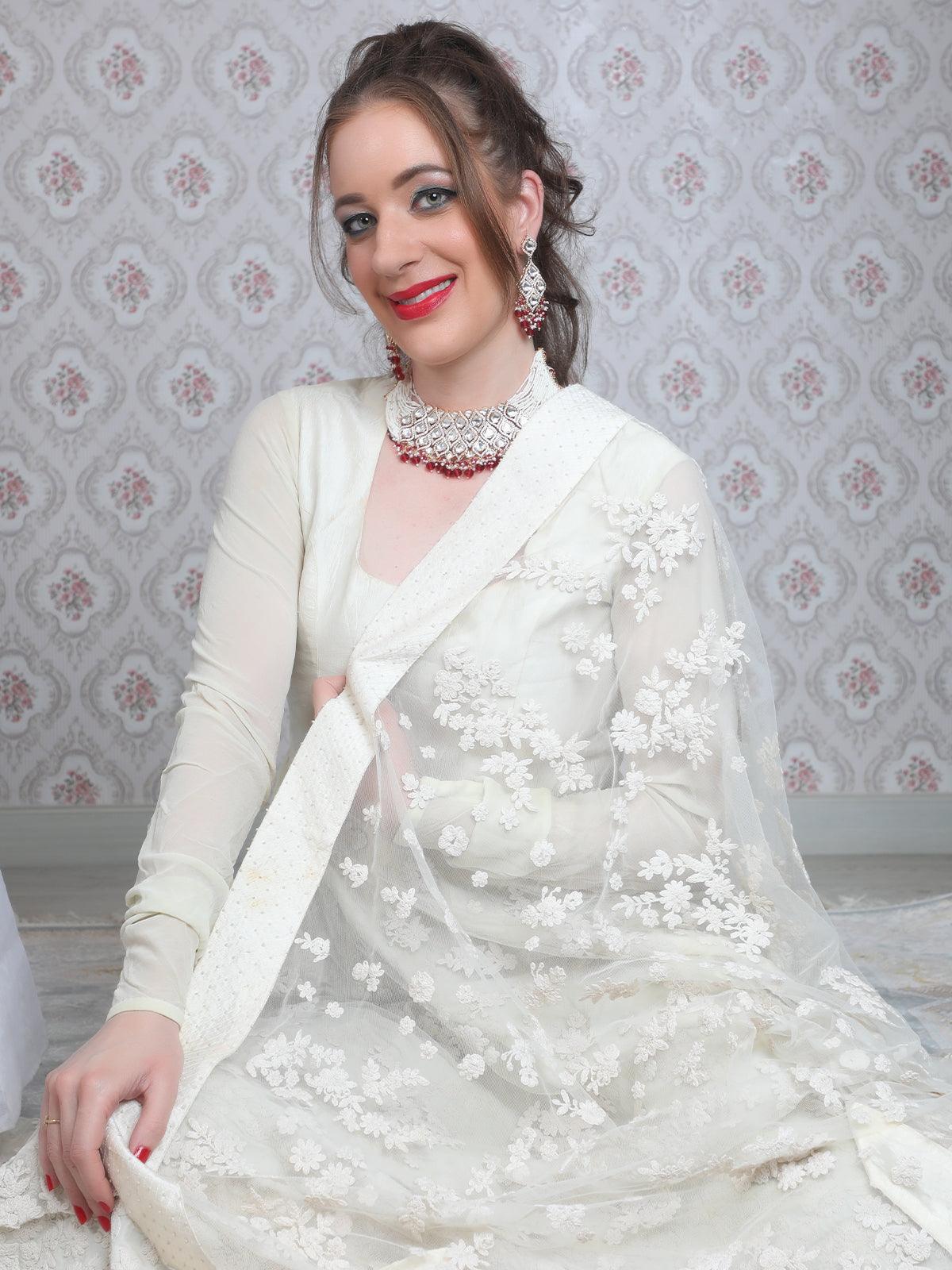 DESIGNER KUNDAN AND AUSTRIAN DIAMOND NECKLACE SET - Rajwada