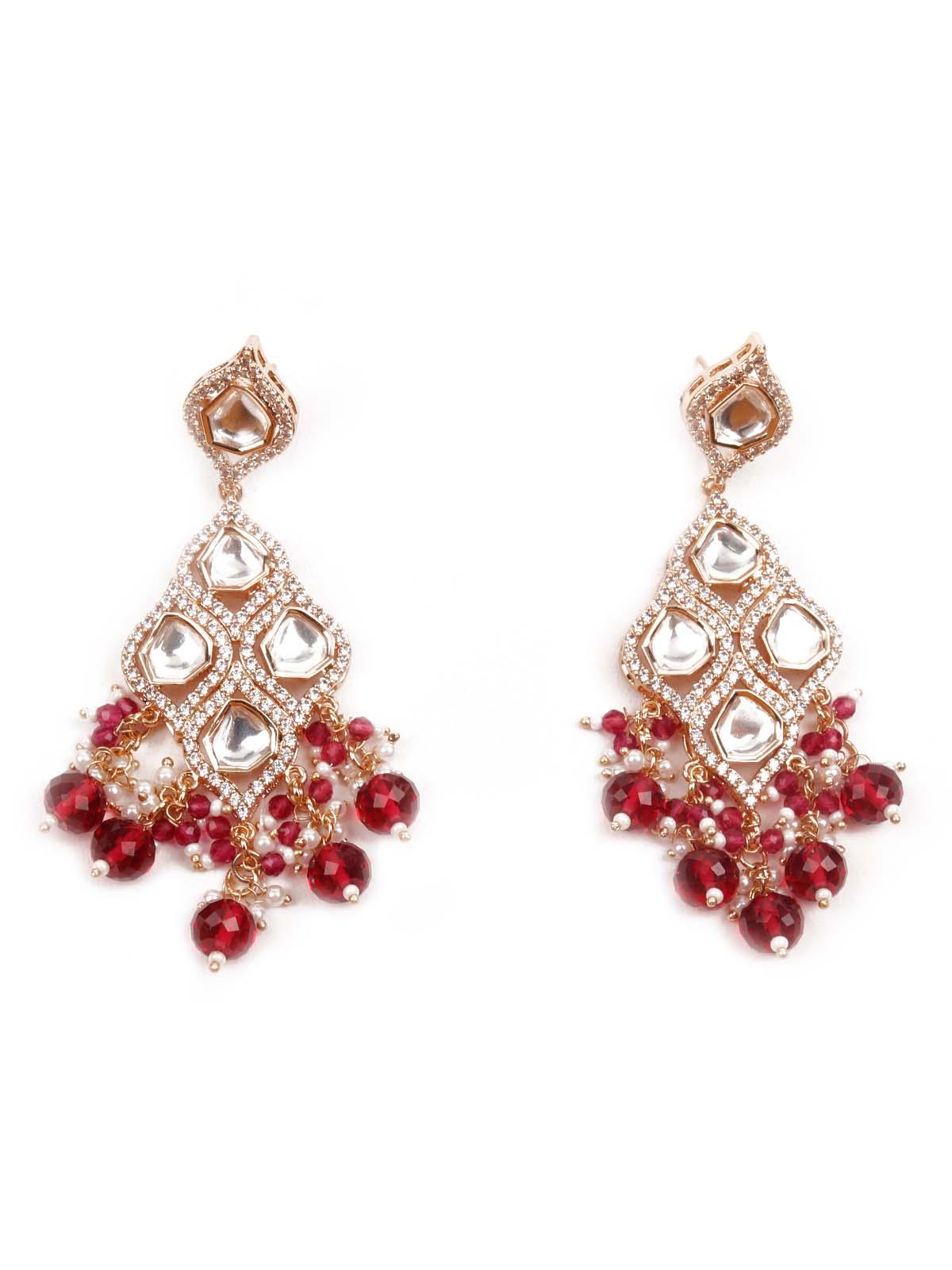 DESIGNER KUNDAN AND AUSTRIAN DIAMOND NECKLACE SET - Rajwada