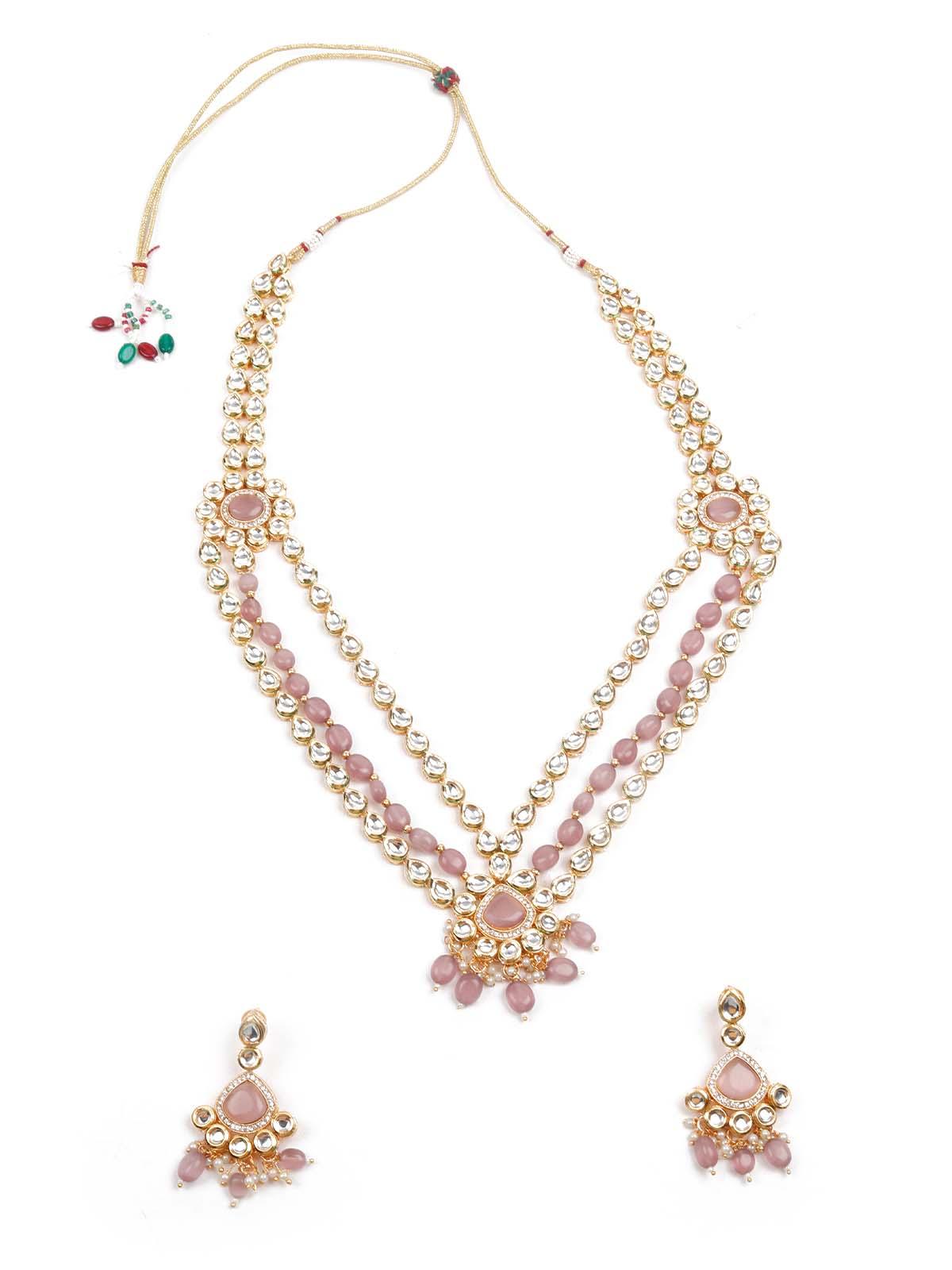 DESIGNER KUNDAN AND STONES NECKLACE SET - Rajwada