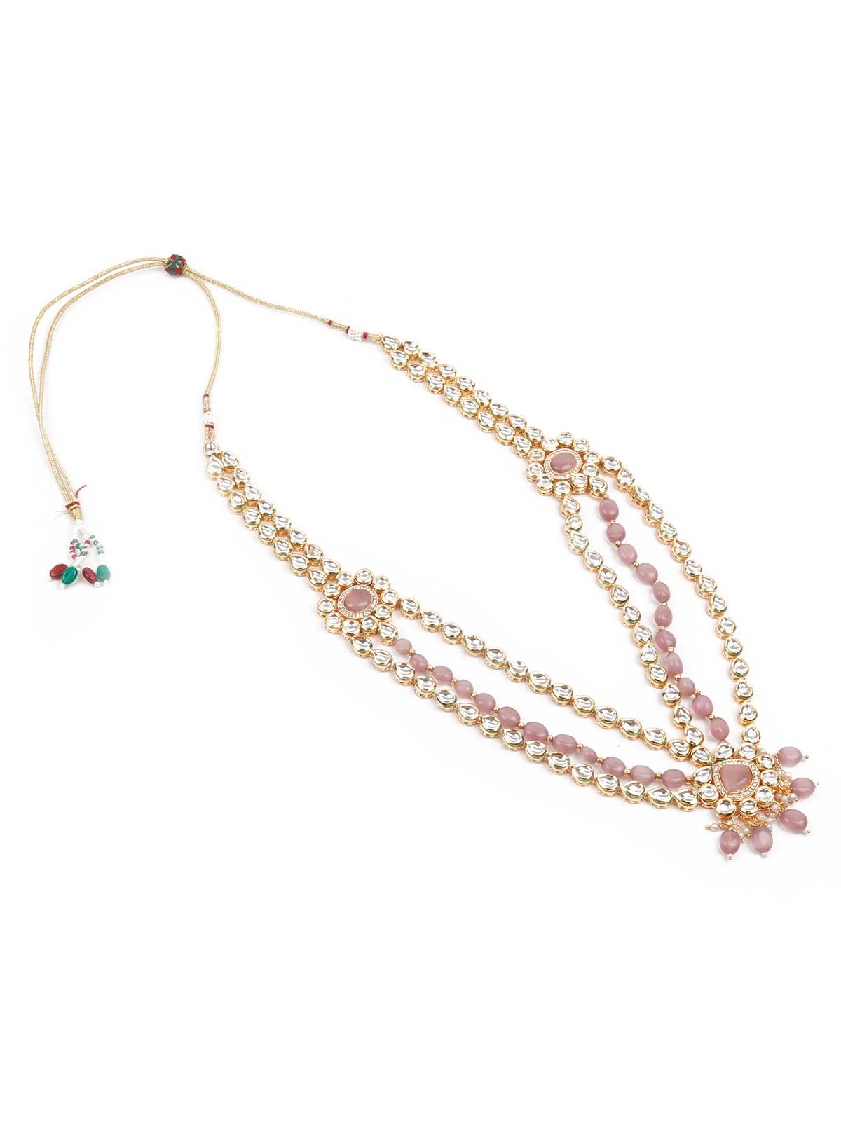 DESIGNER KUNDAN AND STONES NECKLACE SET - Rajwada